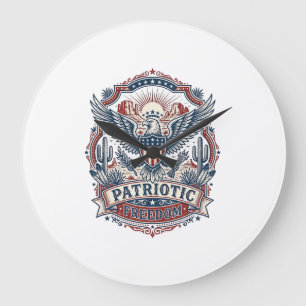 Patriotic Desert Southwest Pride Vector Graphic Te Large Clock