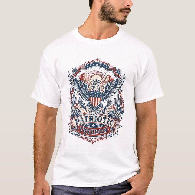 Patriotic Desert Southwest Pride Vector Graphic Te T-Shirt (Front)