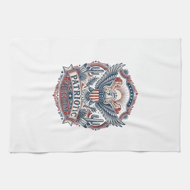Patriotic Desert Southwest Pride Vector Graphic Te Tea Towel (Horizontal)