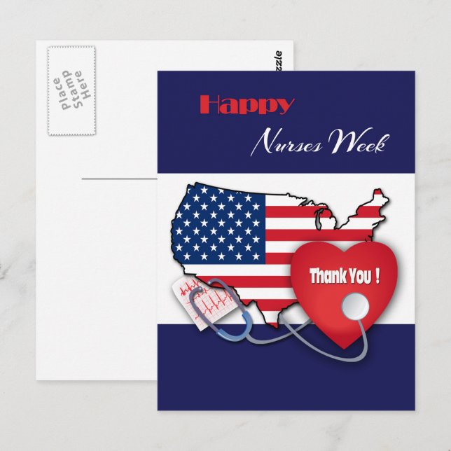 Patriotic Design Nurses Week Custom Postcards (Front/Back)