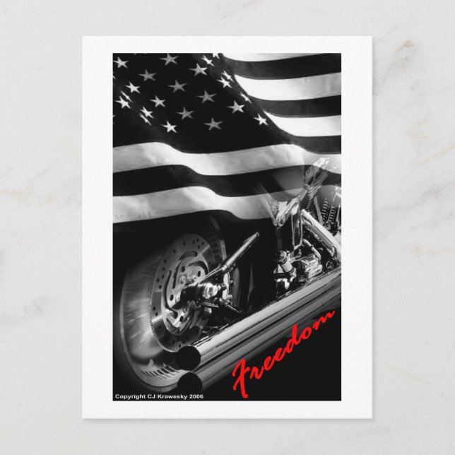 Patriotic Designs - "USA Freedom Motorcycle" Postcard (Front)