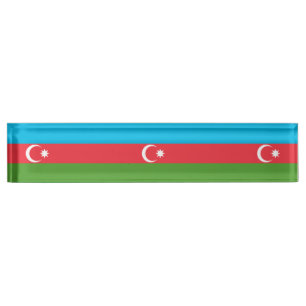Patriotic desk nameplate with Flag of Azerbaijan