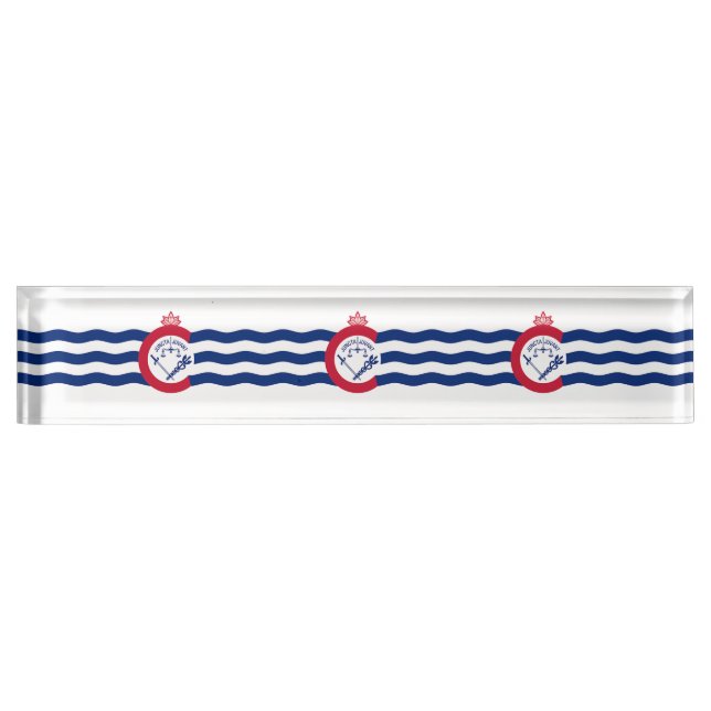 Patriotic desk nameplate with Flag of Cincinnati (Front)