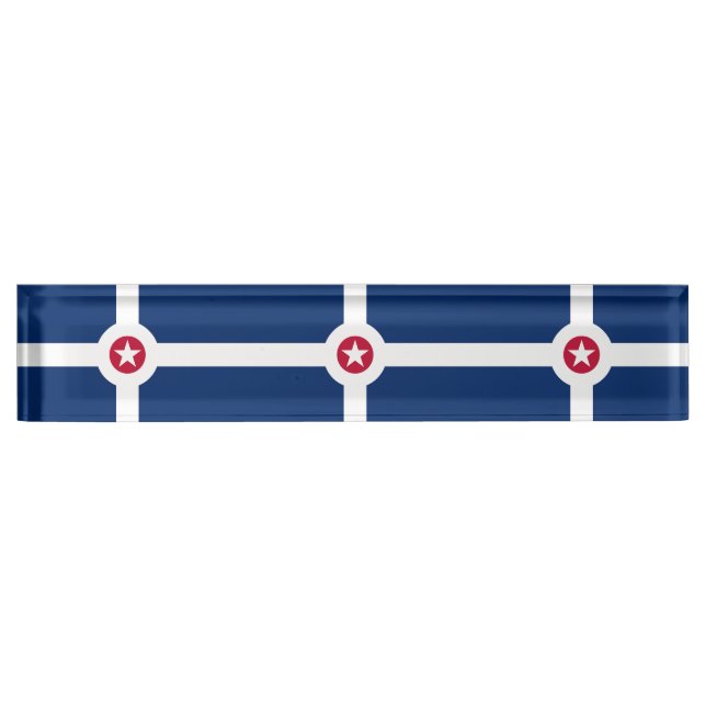 Patriotic desk nameplate with Flag of Indianapolis (Front)