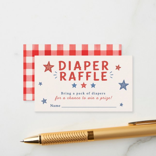 Patriotic Diaper Raffle Tickets Enclosure Card (Front/Back In Situ)