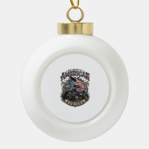 Patriotic Diesel Beast Freedom Monster Truck Heavy Ceramic Ball Christmas Ornament