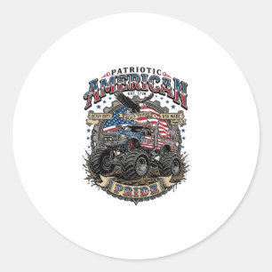 Patriotic Diesel Beast Freedom Monster Truck Heavy Classic Round Sticker
