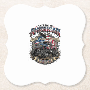 Patriotic Diesel Beast Freedom Monster Truck Heavy Paper Coaster