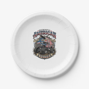 Patriotic Diesel Beast Freedom Monster Truck Heavy Paper Plate