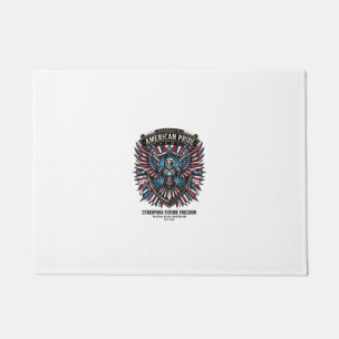 Patriotic Digital Flag Guardian Cyberpunk Future F Doormat