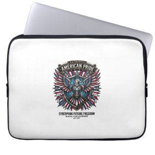 Patriotic Digital Flag Guardian Cyberpunk Future F Laptop Sleeve