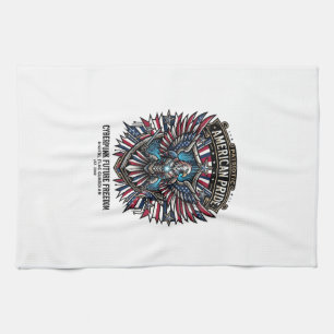 Patriotic Digital Flag Guardian Cyberpunk Future F Tea Towel