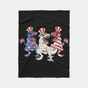 Patriotic Dinosaur 4th Of July Us Toddler Kids Ame Fleece Blanket