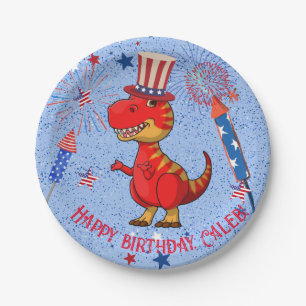 Patriotic dinosaur birthday, paper plate