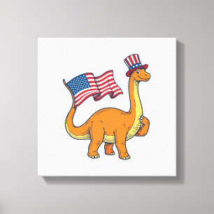Patriotic Dinosaur Flag Vintage Engraving Shirt_1 Canvas Print