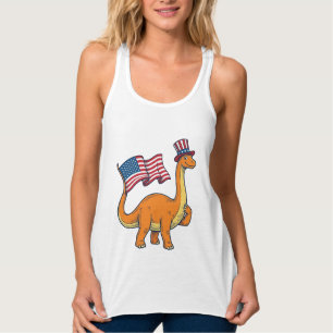 Patriotic Dinosaur Flag Vintage Engraving Shirt_1 Singlet