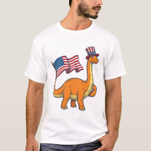 Patriotic Dinosaur Flag Vintage Engraving Shirt_1 T-Shirt