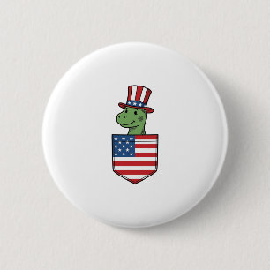 Patriotic Dinosaur Pocket Vintage Shirt Design_1 6 Cm Round Badge