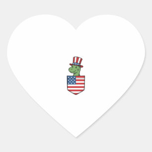Patriotic Dinosaur Pocket Vintage Shirt Design_1 Heart Sticker
