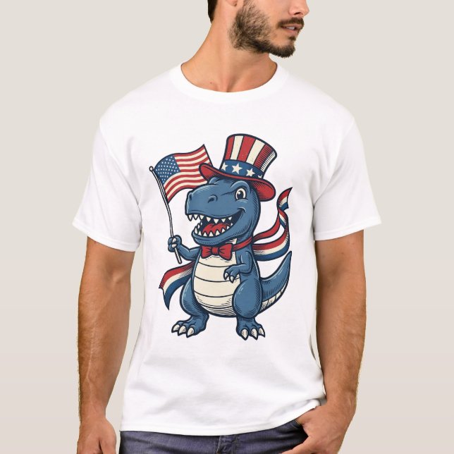 Patriotic Dinosaur Vintage Vector Shirt Design_1 (Front)