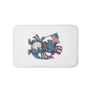 Patriotic Dinosaur Vintage Vector Shirt Design_1 Bath Mat