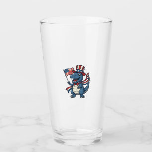Patriotic Dinosaur Vintage Vector Shirt Design_1 Glass