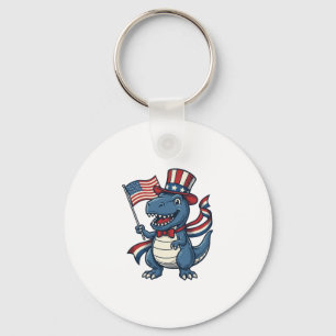 Patriotic Dinosaur Vintage Vector Shirt Design_1 Key Ring