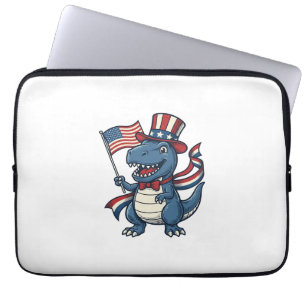 Patriotic Dinosaur Vintage Vector Shirt Design_1 Laptop Sleeve
