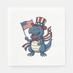 Patriotic Dinosaur Vintage Vector Shirt Design_1 Napkin