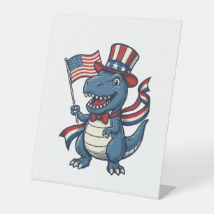 Patriotic Dinosaur Vintage Vector Shirt Design_1 Pedestal Sign