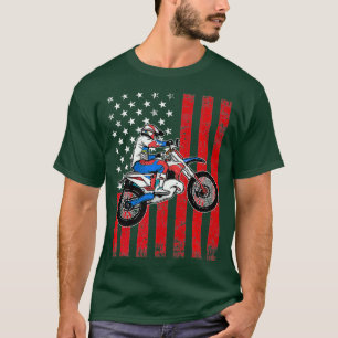 Patriotic Dirt Bike Distressed American Flag MX T-Shirt