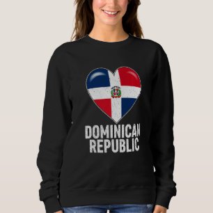 Patriotic Distressed Dominican Republic Flag Heart Sweatshirt