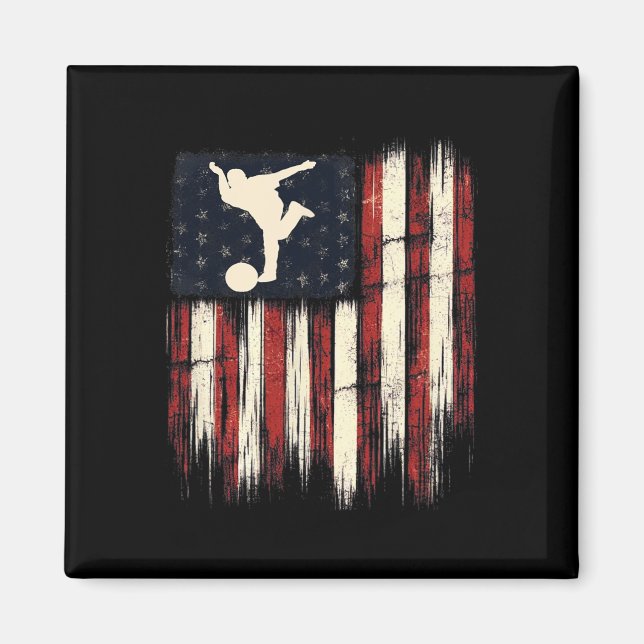 Patriotic Distressed Flag Gift For Men Kids Bowlin Magnet (Front)