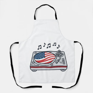 Patriotic DJ Turntable Music Vintage Shirt Design_ Apron