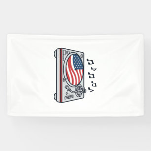 Patriotic DJ Turntable Music Vintage Shirt Design_ Banner