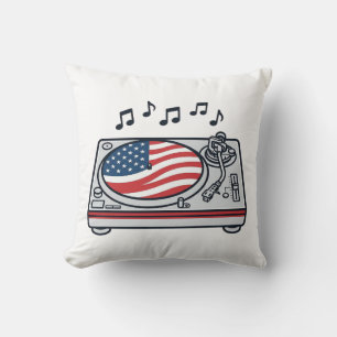 Patriotic DJ Turntable Music Vintage Shirt Design_ Cushion