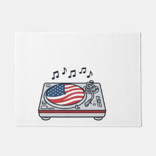 Patriotic DJ Turntable Music Vintage Shirt Design_ Doormat