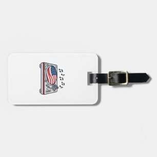 Patriotic DJ Turntable Music Vintage Shirt Design_ Luggage Tag