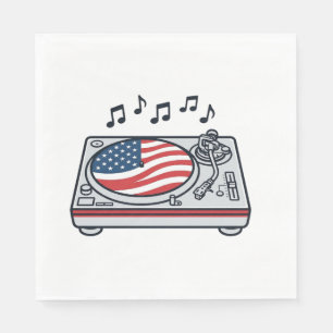 Patriotic DJ Turntable Music Vintage Shirt Design_ Napkin