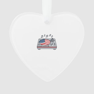 Patriotic DJ Turntable Music Vintage Shirt Design_ Ornament