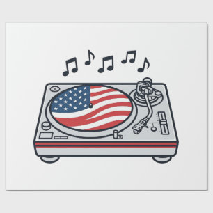 Patriotic DJ Turntable Music Vintage Shirt Design_ Wrapping Paper