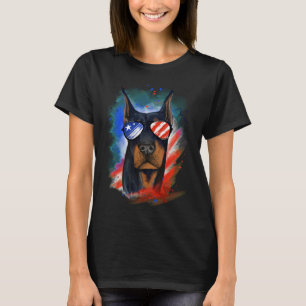 Patriotic Doberman American Flag Doberman Pinscher T-Shirt