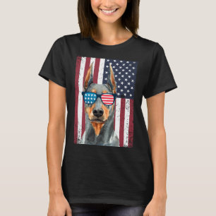 Patriotic Doberman Pinscher Usa Distressed Flag T-Shirt