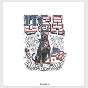 Patriotic Doberman USA Vintage Engraving Shirt Des