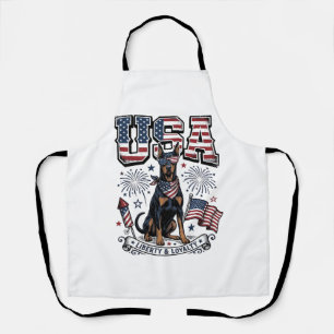 Patriotic Doberman USA Vintage Engraving Shirt Des Apron