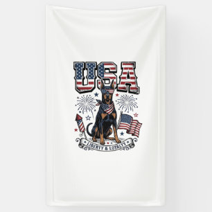 Patriotic Doberman USA Vintage Engraving Shirt Des Banner