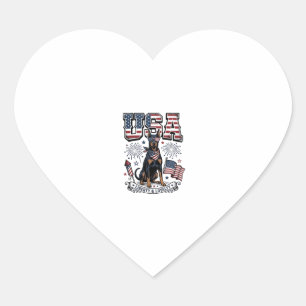 Patriotic Doberman USA Vintage Engraving Shirt Des Heart Sticker