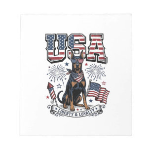 Patriotic Doberman USA Vintage Engraving Shirt Des Notepad