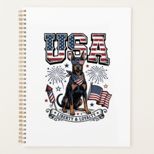 Patriotic Doberman USA Vintage Engraving Shirt Des Planner