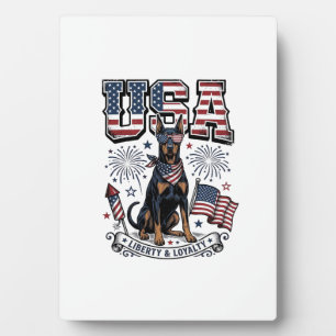 Patriotic Doberman USA Vintage Engraving Shirt Des Plaque